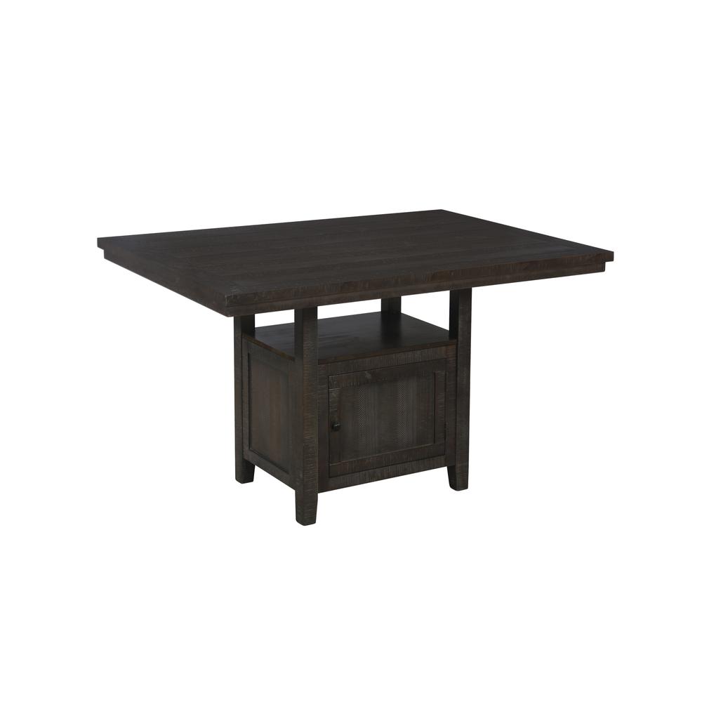 Classic Storage Counter Height Dining Table with Cabinet in Rustic Wood Finish