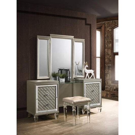 Champagne Vanity Set, 1 Main Mirror & 2 Side Mirrors