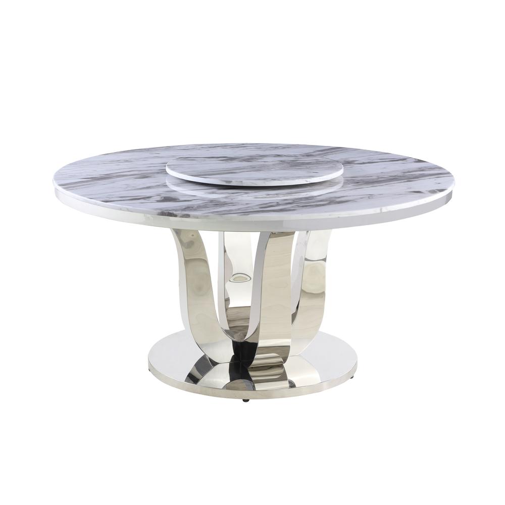 White Lazy-Susan Round Marble Table