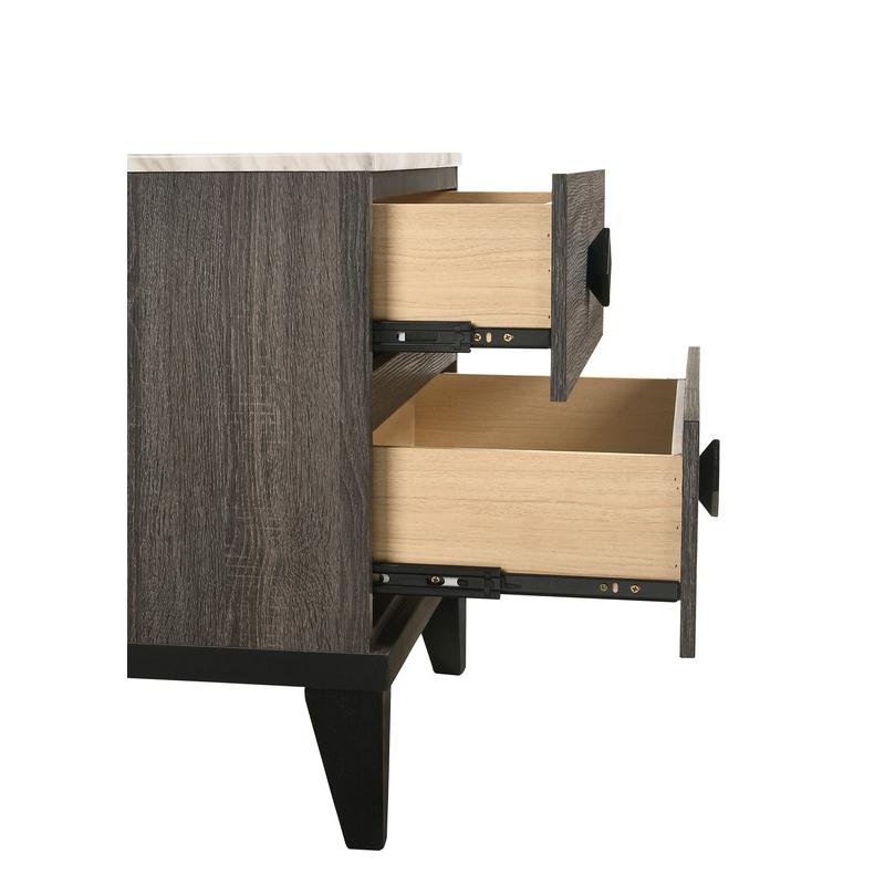 Madelyn night stand in Rustic Gray Walnut and Faux Marble Top