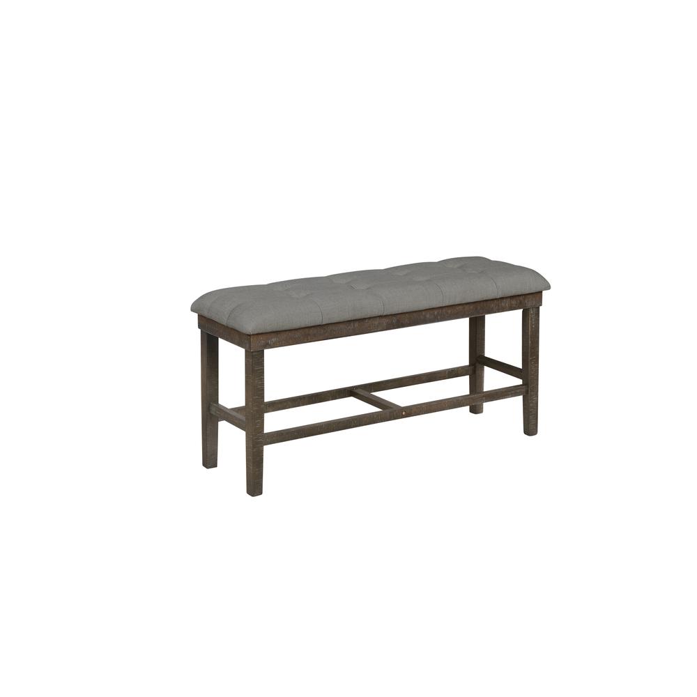 Upholstered Tufted Counter Height Bench with Footrest, Dark Grey