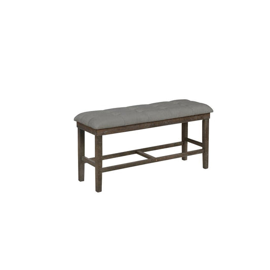 Upholstered Tufted Counter Height Bench with Footrest, Dark Grey