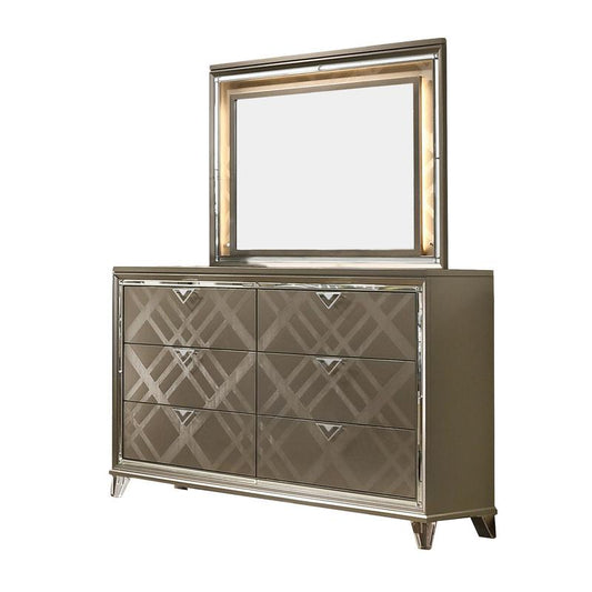 New York collection dresser with mirror and LED light on the mirror