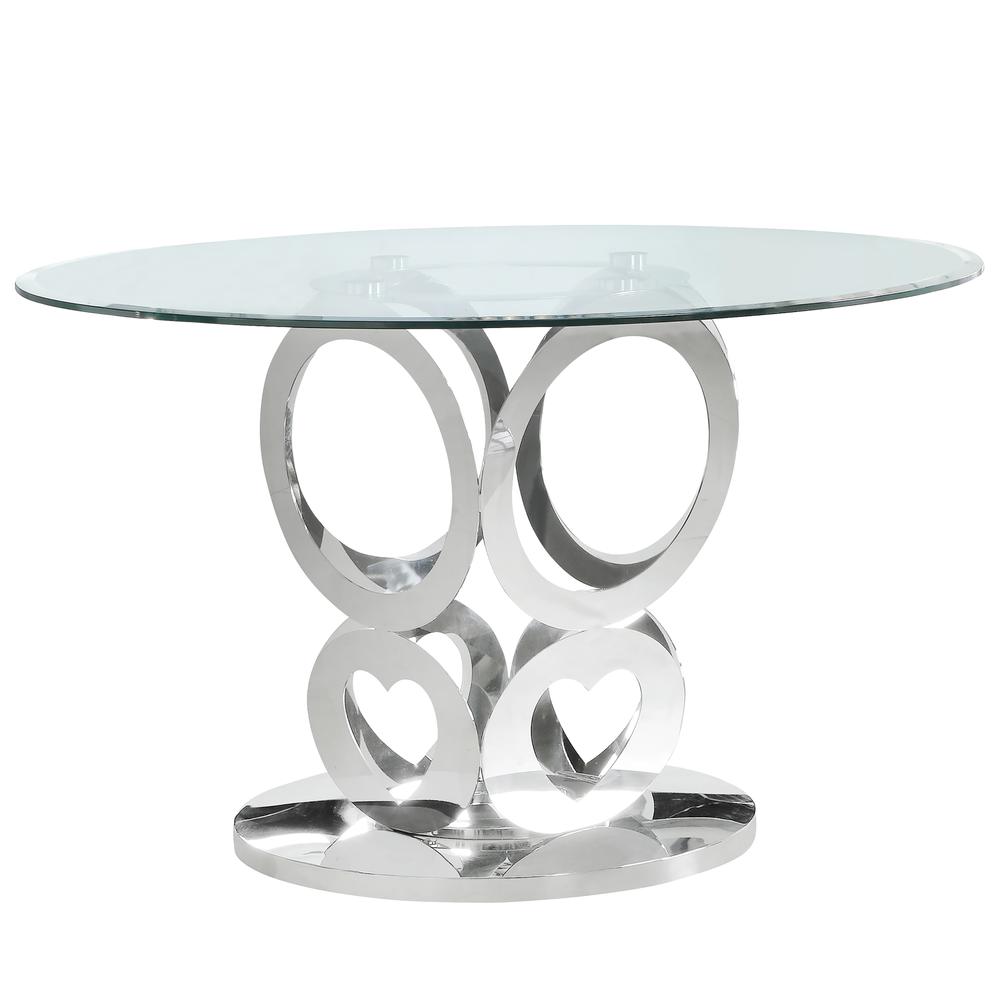 Round Style Clear Glass Table Stainless Steel Base