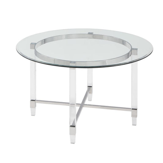 Round Glass Dining Table with Clear Acrylic legs