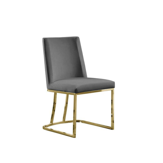 Velvet Upholstered Side Chair, Gold Color Legs, 4 Colors to Choose (Set of 2) - Dark Grey