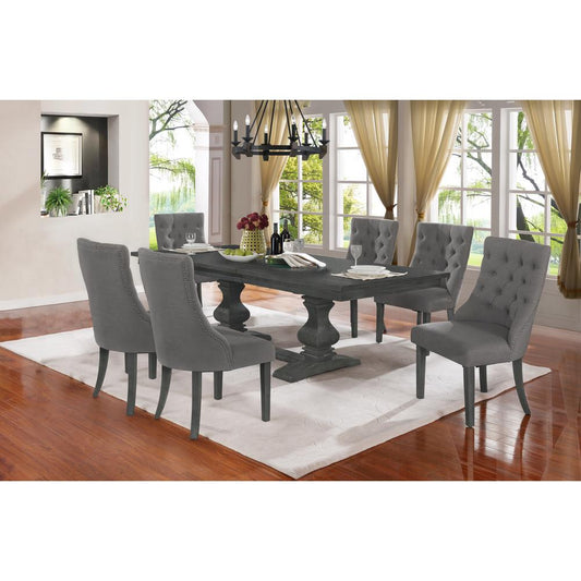 7 Piece Dining Set Extendable, Center Leaf Extension & 6 Chairs