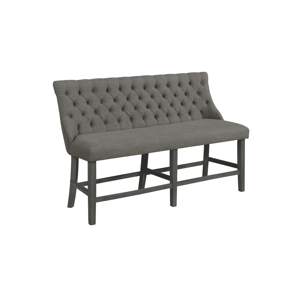 Dining Bench With Nailhead Trim (Single), Dark Grey