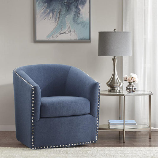 Tyler Swivel Chair, 28"W x 32.25"D x 30.5"H, Blue