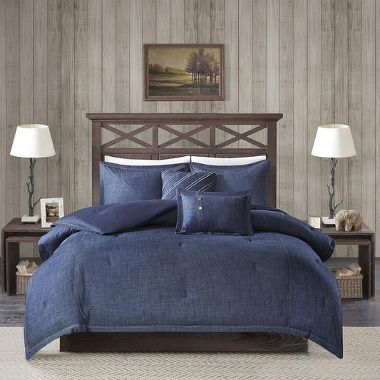 100% Cotton Oversized Denim 5pcs Comforter Set,WR10-2192