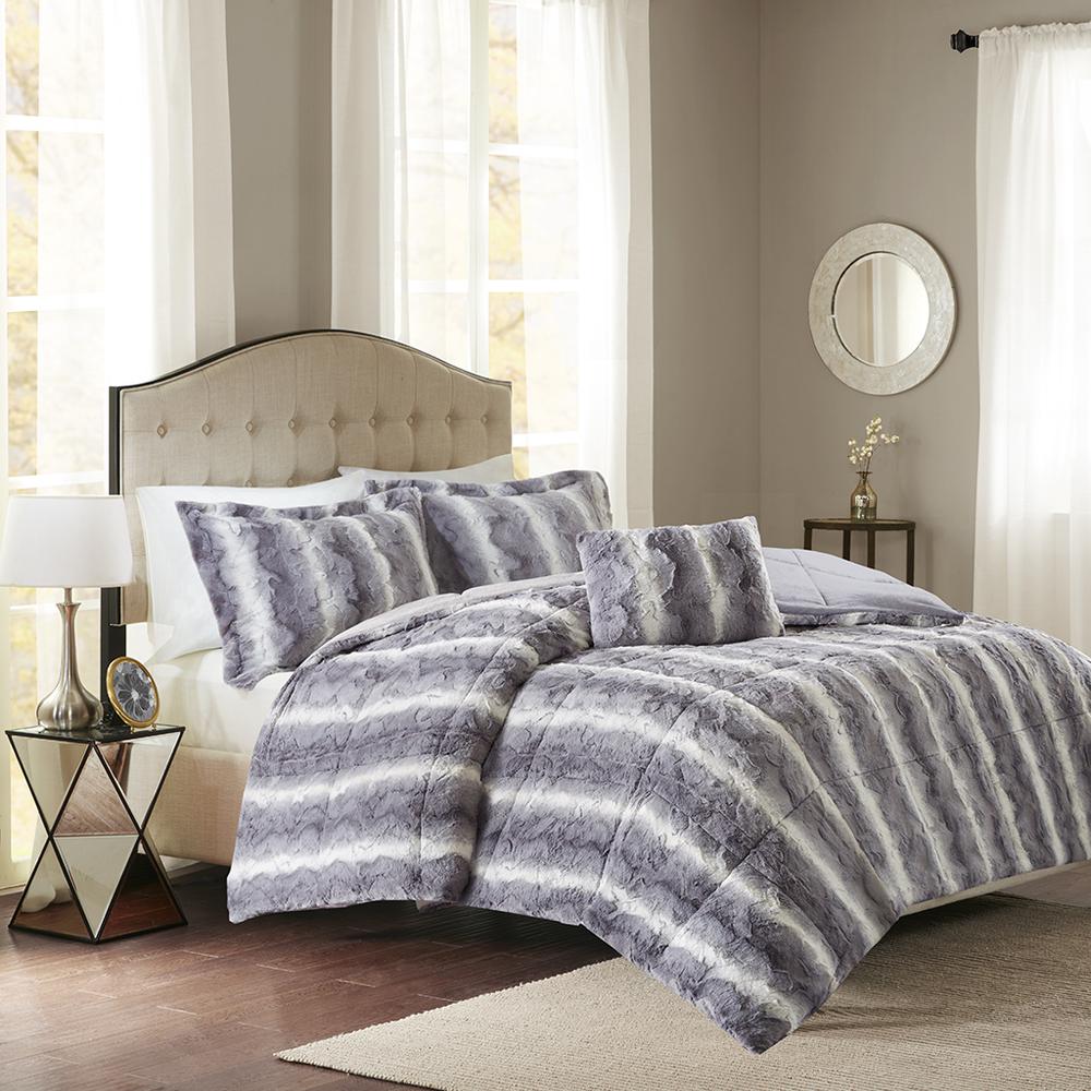 100% Polyester Print Brushed Faux Fur Comforter Set,MP10-3076