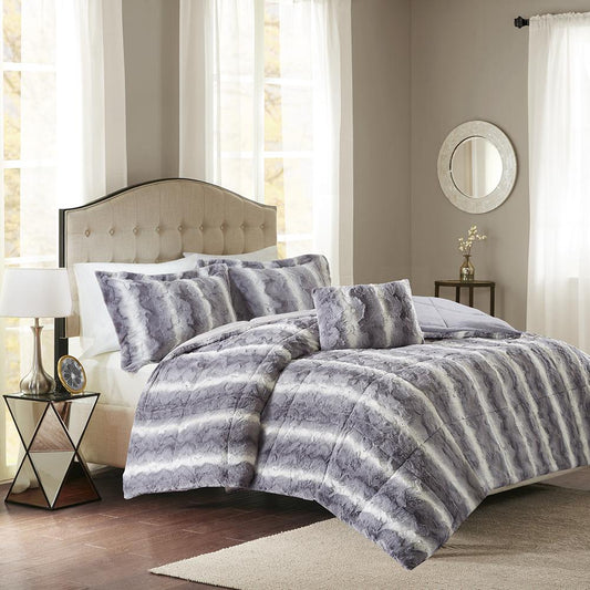 100% Polyester Print Brushed Faux Fur Comforter Set,MP10-3076