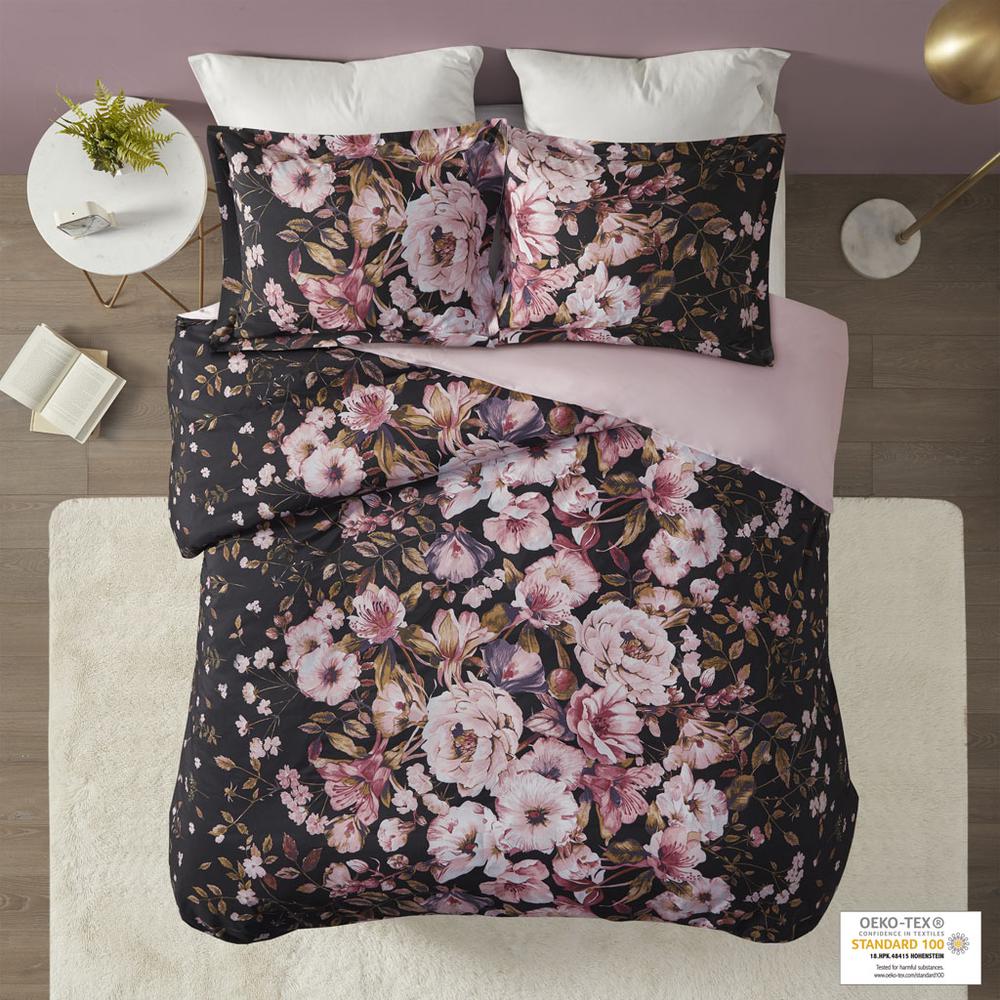 Floral Printed Duvet Cover Set Black 327