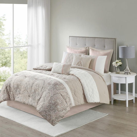 8 Piece Comforter Set Blush 445