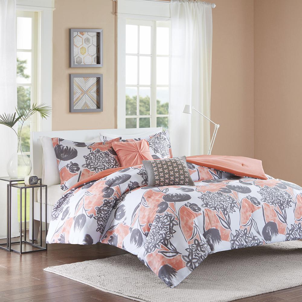 100% Polyester Microfiber Printed 5 Piece Comforter Set,ID10-732