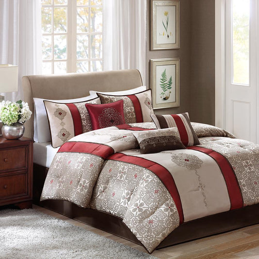 100% Polyester Jacquard Pieced 7pcs Comforter Set w/ Embroidery,MP10-749