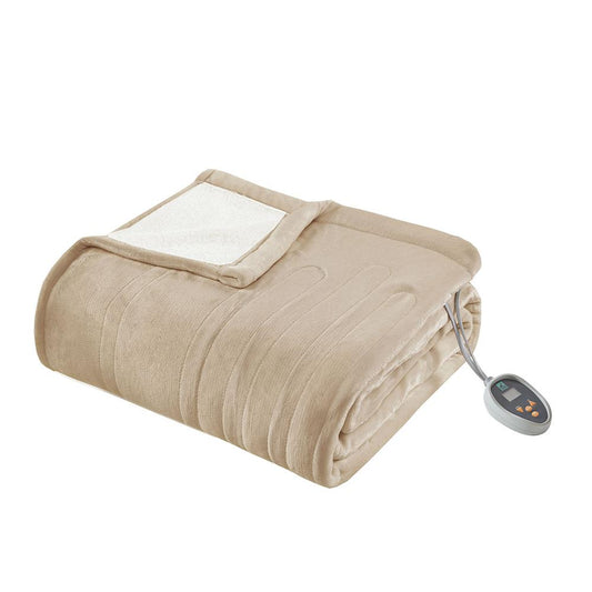 100% Polyester Solid Berber Heated Blanket with Bonus Automatic Timer,TN54-0191