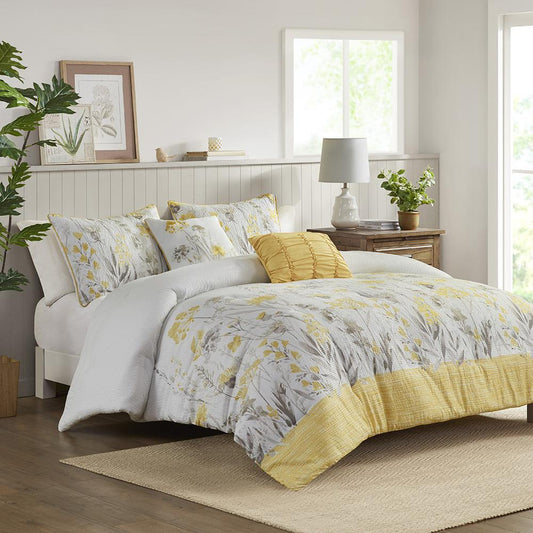 Prairie 5 Piece Seersucker Comforter Set with Throw Pillows