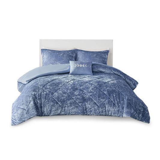 Velvet Duvet Cover Set Full/Queen Blue