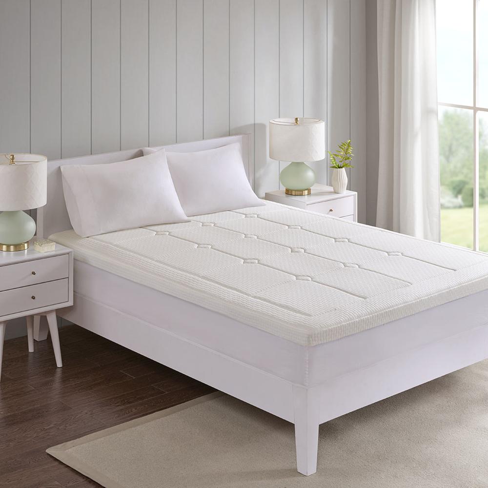 3" Quilted Memory Foam Mattress Topper White 577