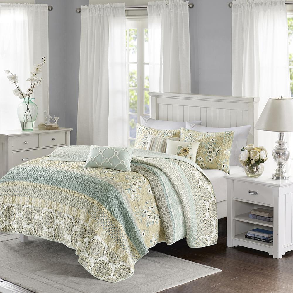 100% Cotton Sateen Printed 6pcs Coverlet Set,MP13-3240