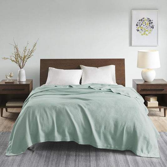 100% Certified Egyptian Cotton Blanket - Full/Queen - Seafoam