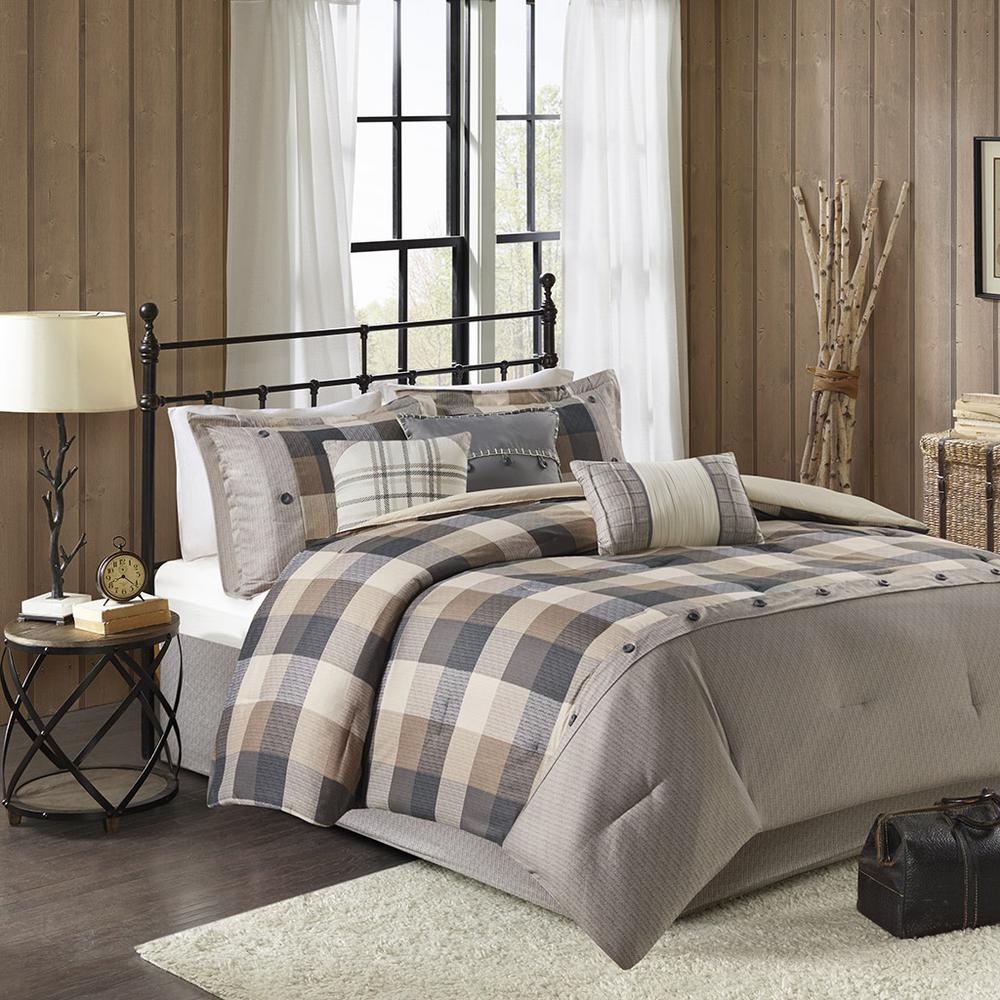 100% Polyester 7pcs Herringbone Printed Comforter Set, MP10-7212