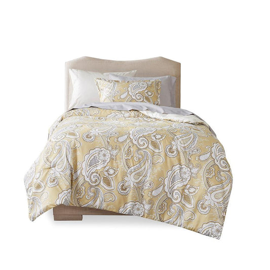 Paisley Print 9 Piece Comforter Set with Sheets Full Wheat