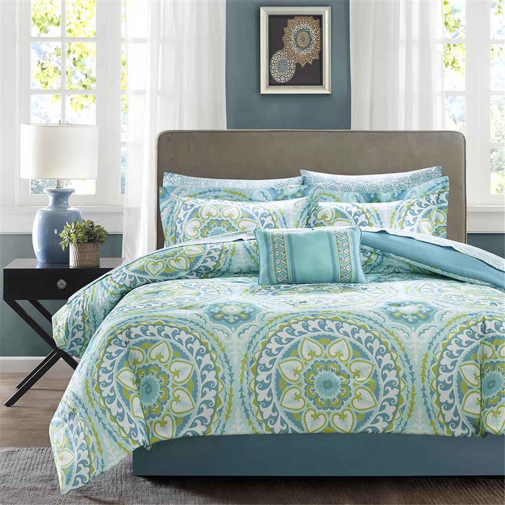 100% Polyester Microfiber Printed 9pcs Comforter Set,MPE10-115