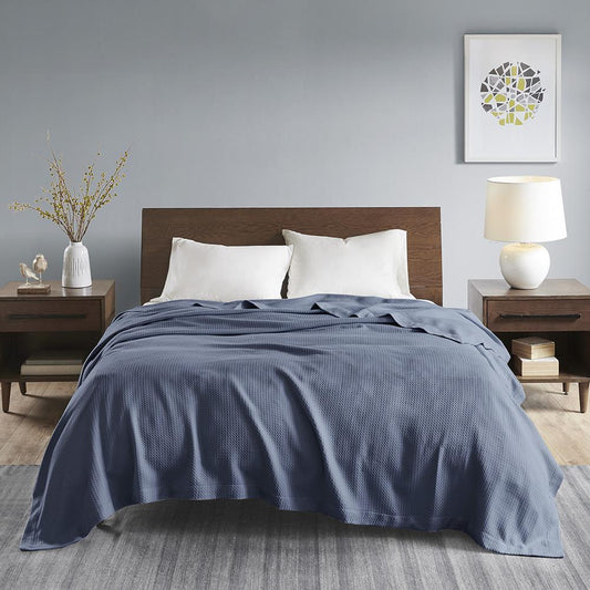 100% Certified Egyptian Cotton Blanket - Full/Queen - Blue