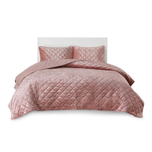 Velvet Coverlet Set Full/Queen Blush