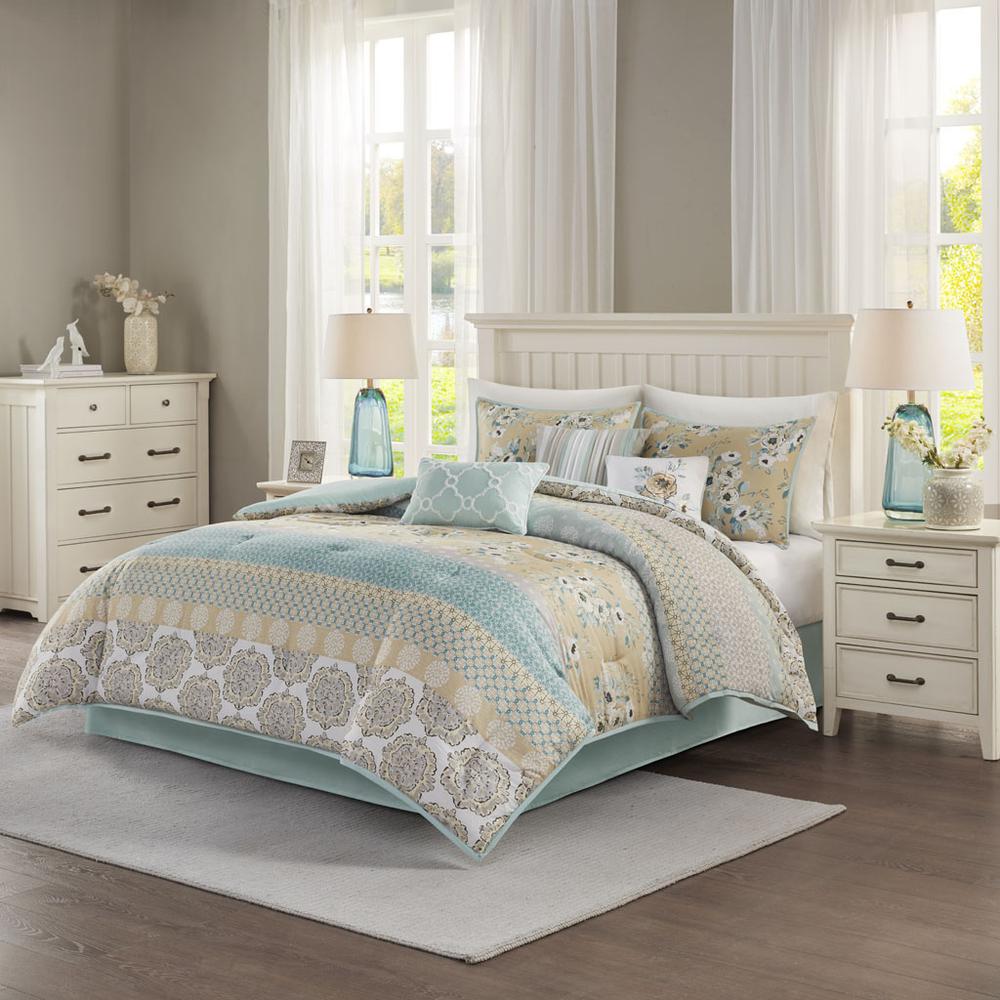 100% Cotton Sateen Printed 7pcs Comforter Set, MP10-7180