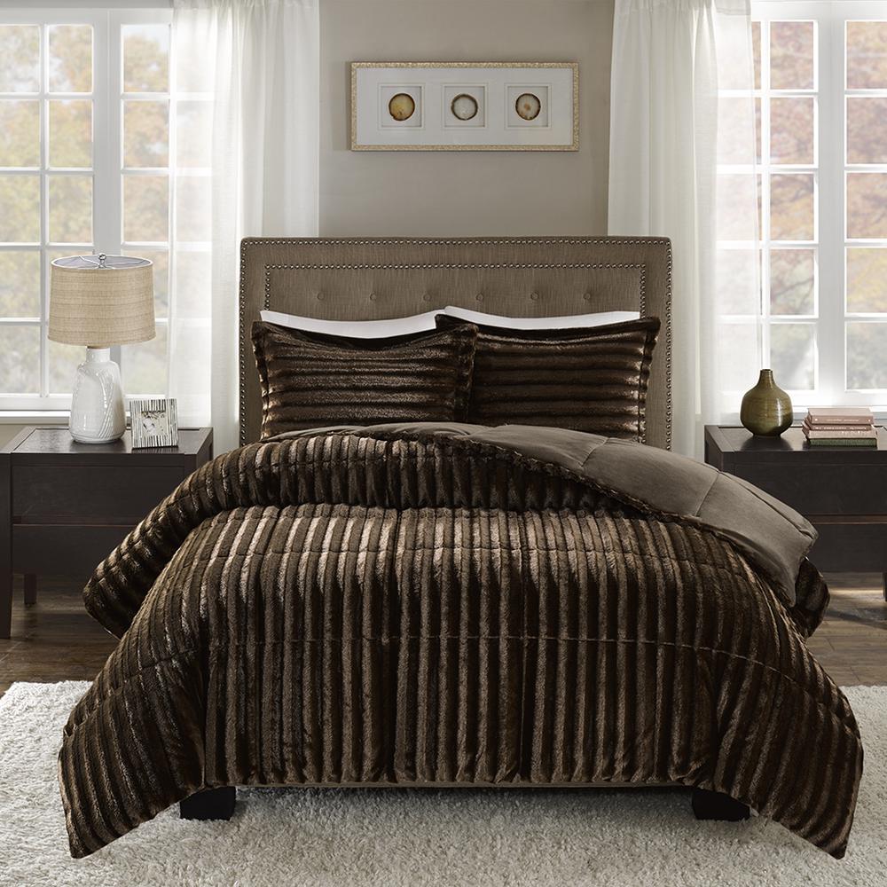 100% Polyester Solid Brushed Faux Fur Comforter Mini Set,MP10-3068