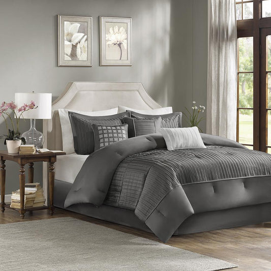 100% Polyester Charmeuse 7pcs Comforter Set,MP10-1886