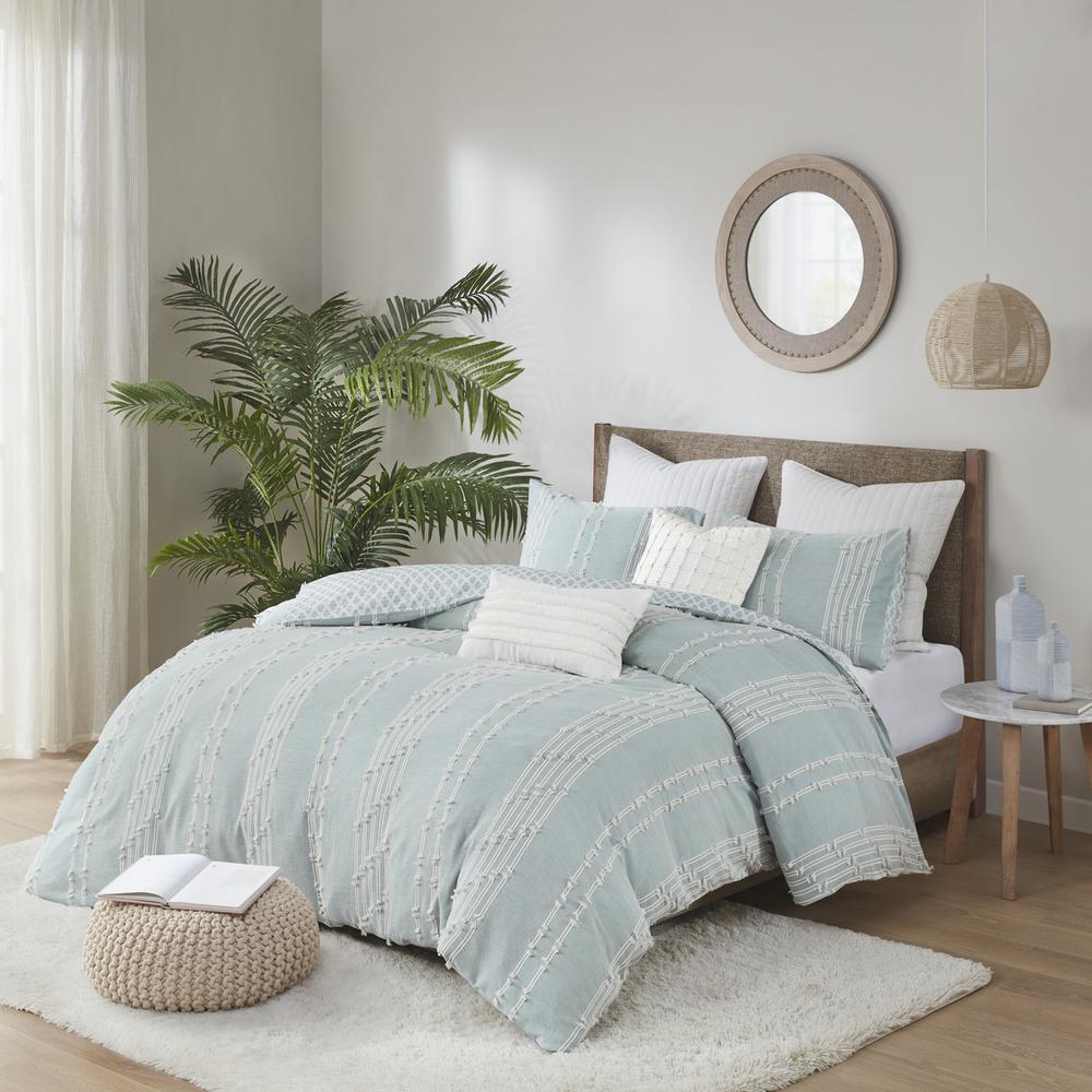 Cotton Jacquard Duvet Cover Mini Set Aqua 120