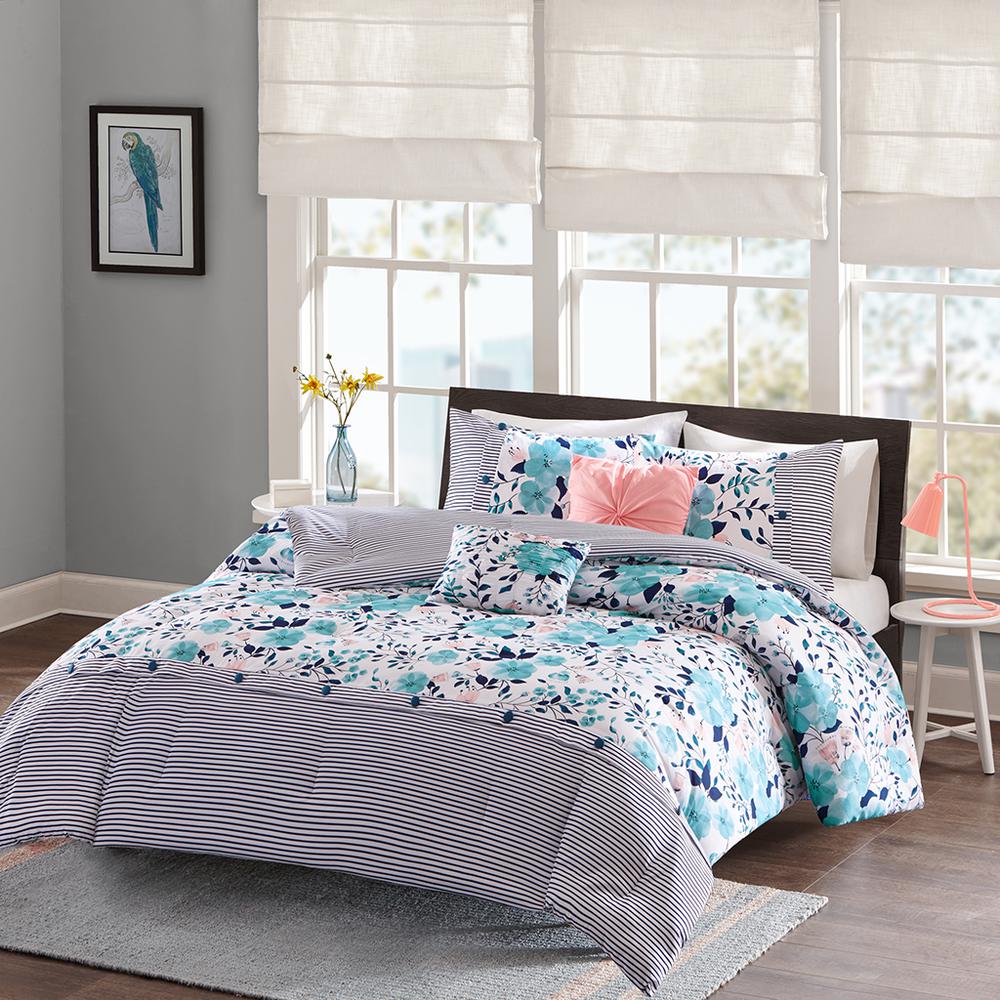 100% Polyester Microfiber Printed 5 Piece Comforter Set,ID10-932