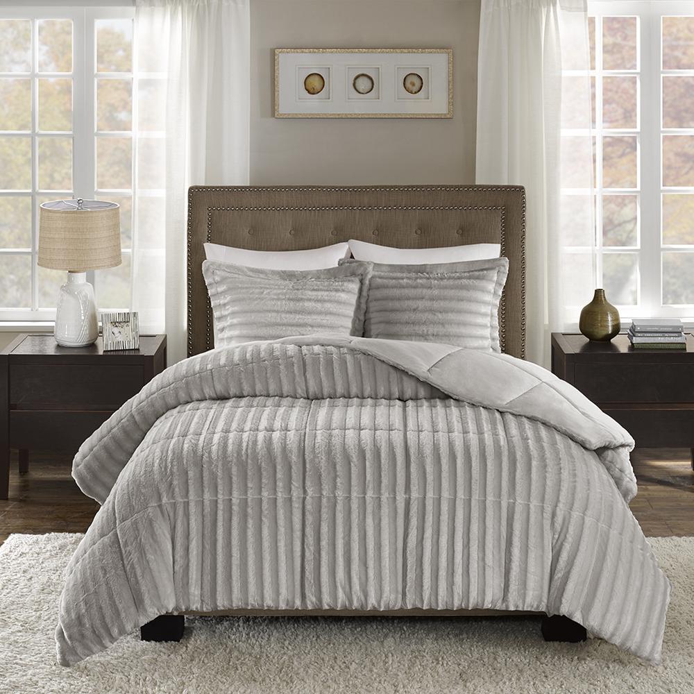 100% Polyester Solid Brushed Faux Fur Comforter Mini Set,MP10-3071