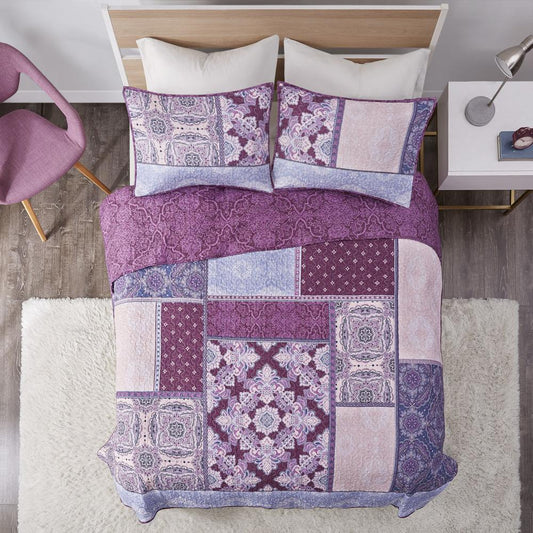 100% Cotton Printed Reversible Coverlet Set,ID13-1851