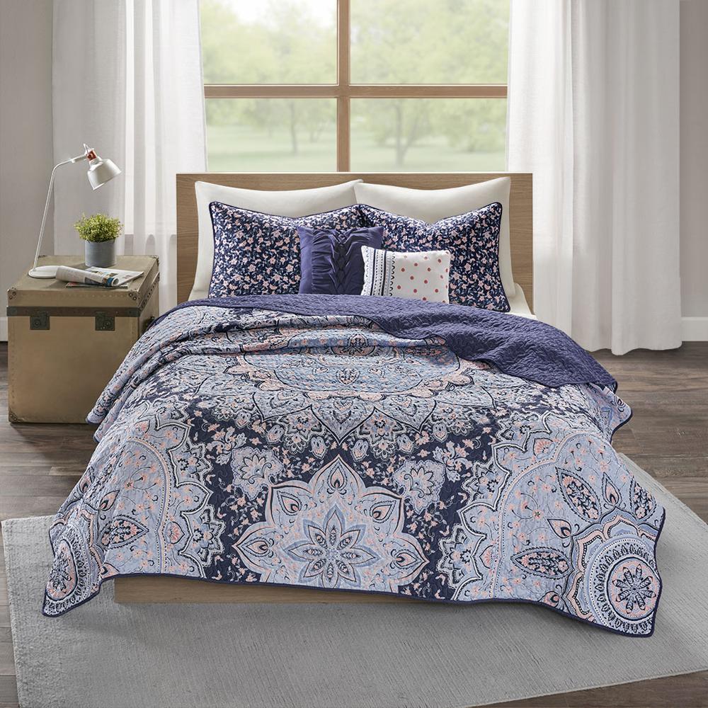 100% Polyester Microfiber Printed Boho 5pcs Coverlet Set