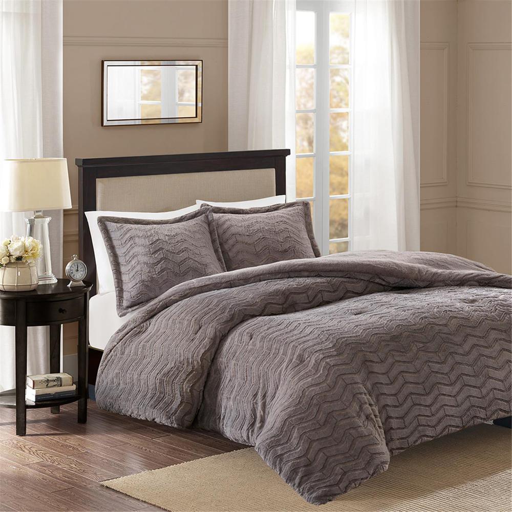 100% Polyester Chevron Brushed Long Fur Comforter Mini Set,BASI10-0461