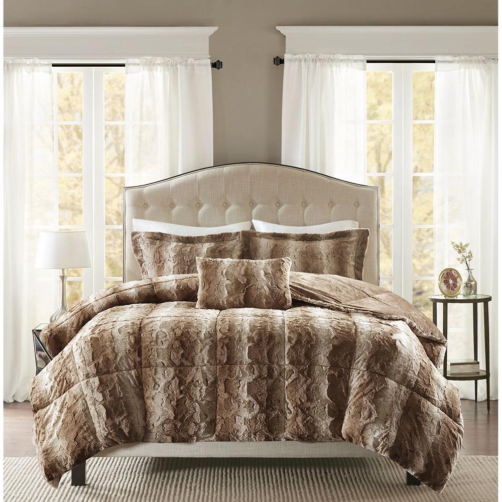 100% Polyester Print Brushed Faux Fur Comforter Set,MP10-3073