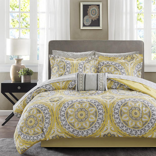 100% Polyester Microfiber Printed 9pcs Comforter Set,MPE10-146