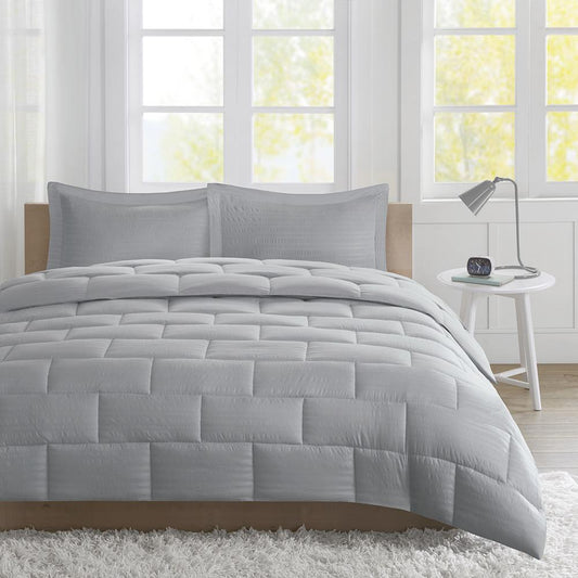 Solid Crinkled Microfiber Seersucker Comforter Mini Set,ID10-869