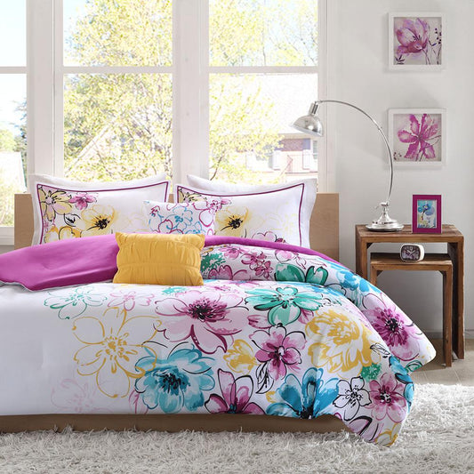 100% Polyester Peach Skin Printed 5pcs Comforter Set,ID10-169