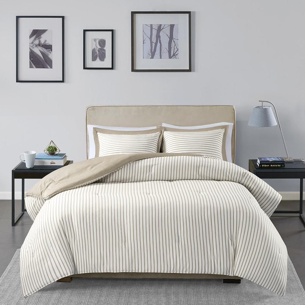 100% Polyester Stripe Chambray Microfiber Comforter Set,MPE10-829