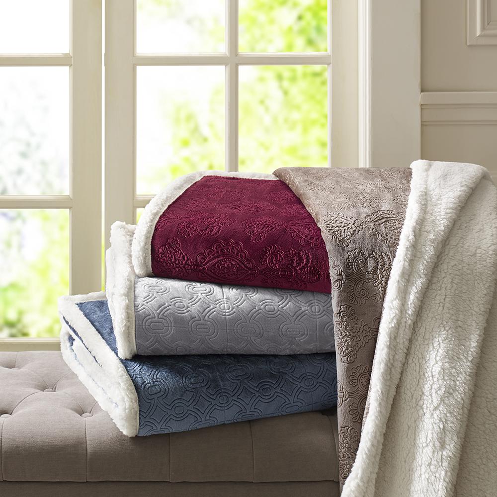 100% Polyester Embossed Micro Velour Oversized Textured Plush Throw,MP50-3253