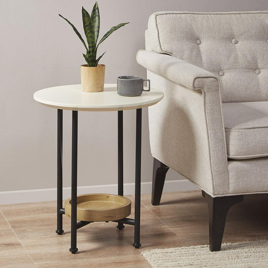 Beaumont End Table, White/Black