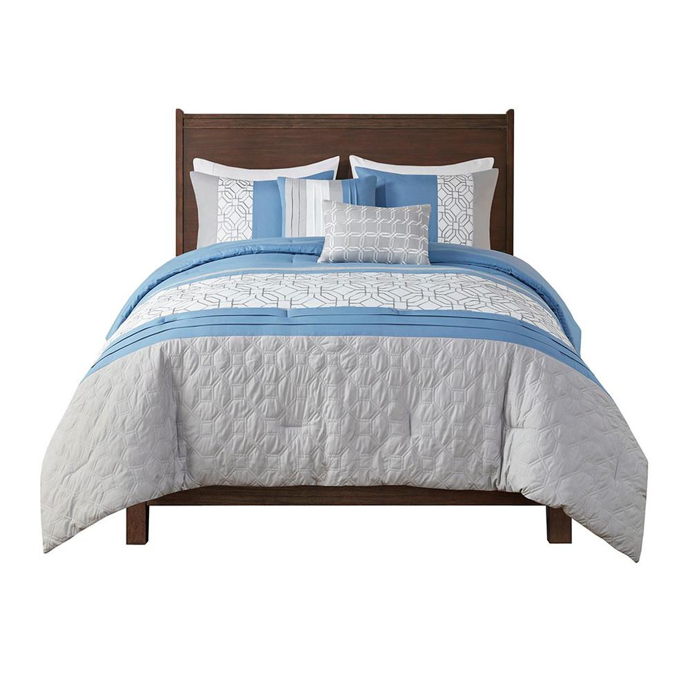 100% Polyester 5pcs Comforter Set in Blue