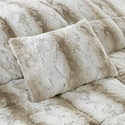 100% Polyester Brushed Printed Faux Fur Comforter Set,MP10-4861