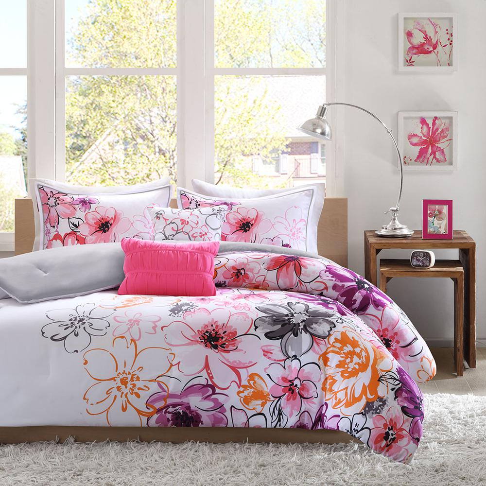 100% Polyester Peach Skin Printed 5pcs Comforter Set,ID10-238